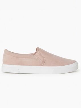 H&M DIVIDED Slip On Suede Like Fabric Sneakers Blush Tone Elastic Gusseted Sides